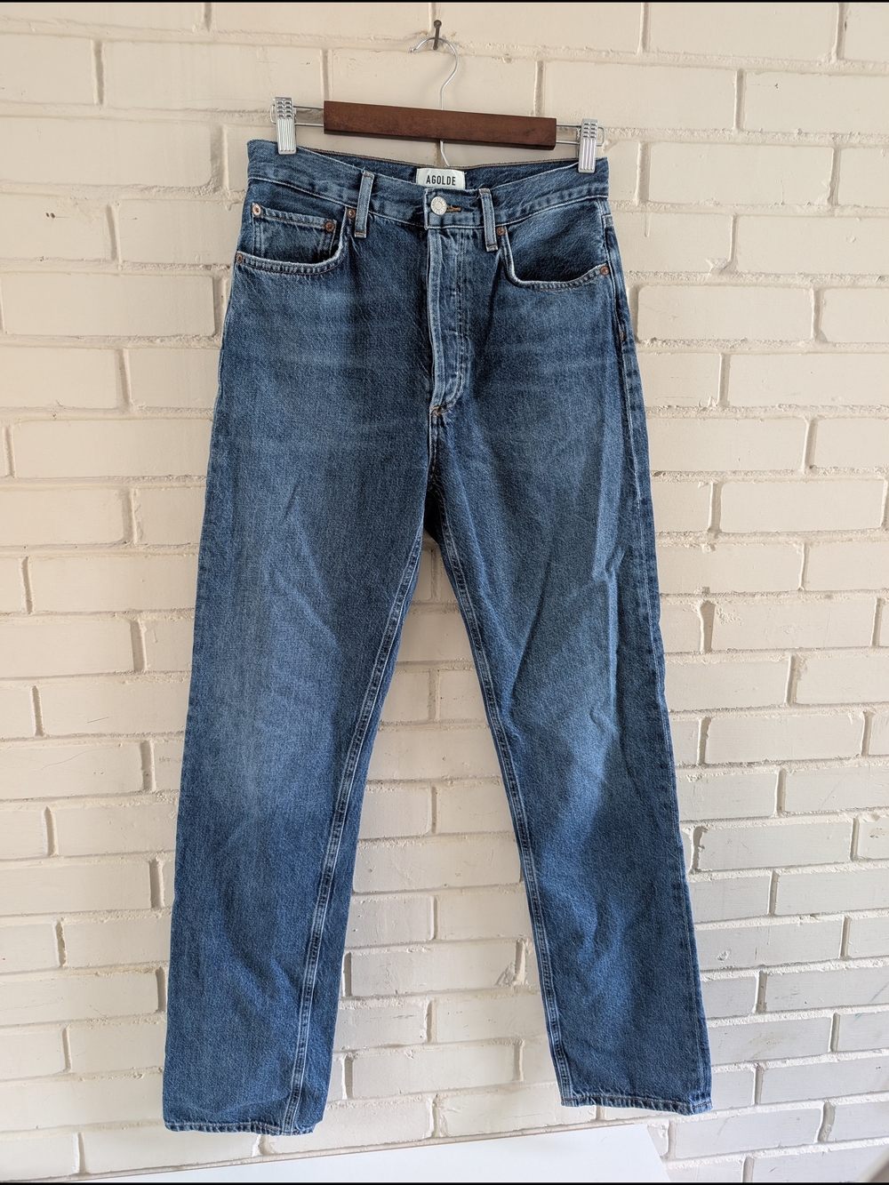 AGOLDE 26 Women's 90s Pinch Blue Jeans With Button Fly